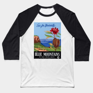 Vintage Travel Poster Blue Mountains See for yourself Australia Baseball T-Shirt